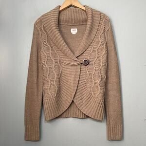 Y2K 2000s Mossimo Shrug Size Medium Mocha Mousse Bolero Cardigan Cable Knit Boho